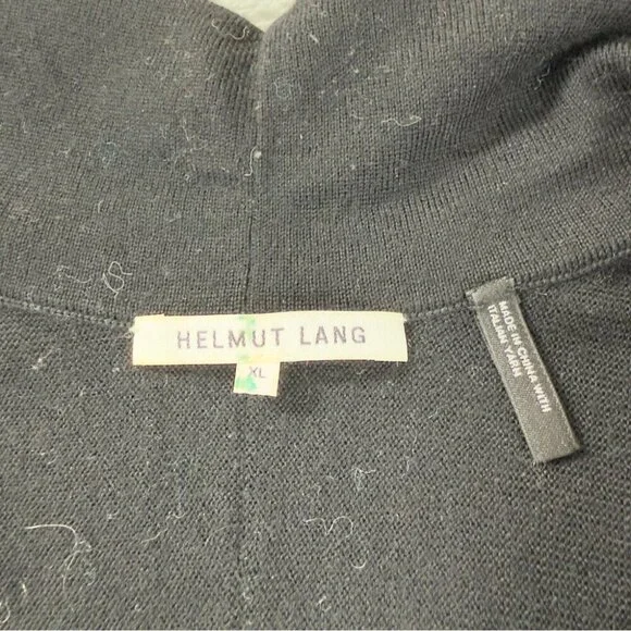 Helmut Lang Men's Size XL 100% Wool 1/4 Black Zip Up Jacket with Italian Yarn - Picture 2 of 12